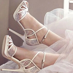 Jimmy Choo Ivory Lace Fayme Wedding Heel 38